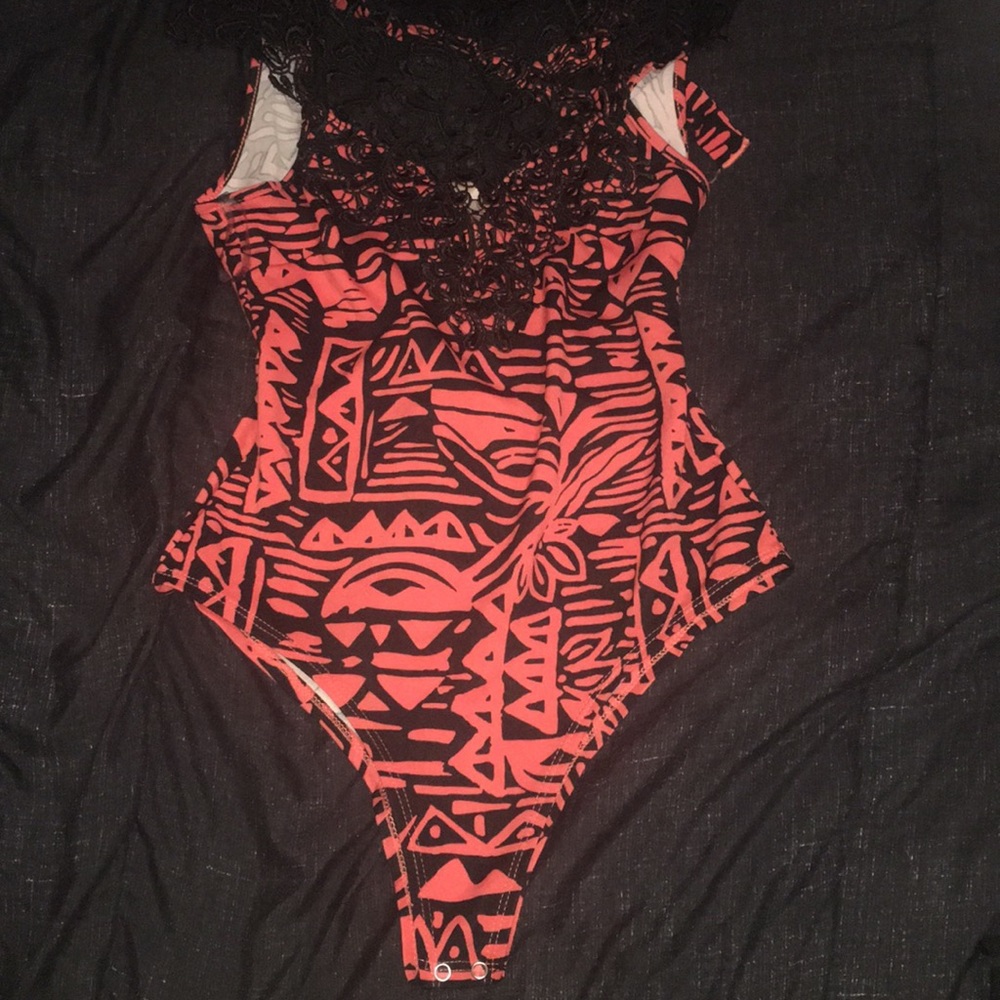 Orange/Black Bathing Suit